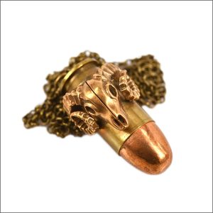 Bighorn skull bullet pendant