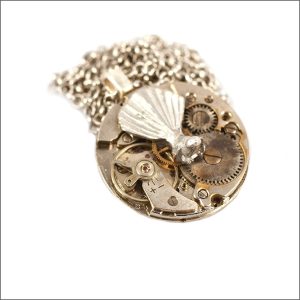 Steampunk silver fantail pendant
