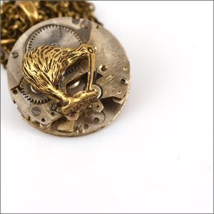 Steampunk mixed metal kiwi pendant