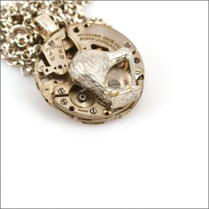 Steampunk silver kiwi pendant